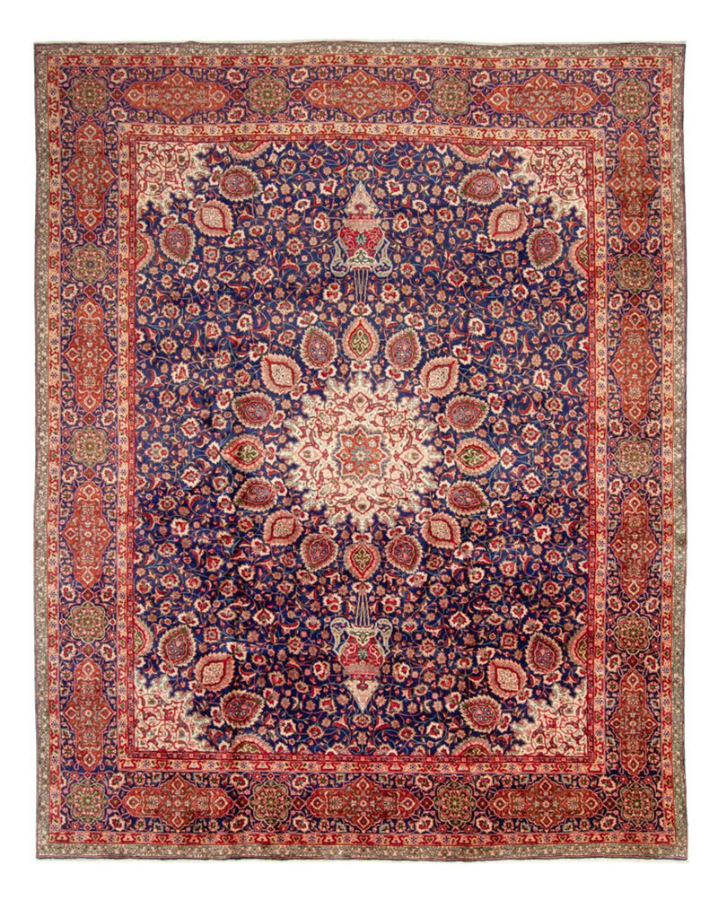 Persisk tæppe - Tabriz - 440 x 354 cm - mørkeblå