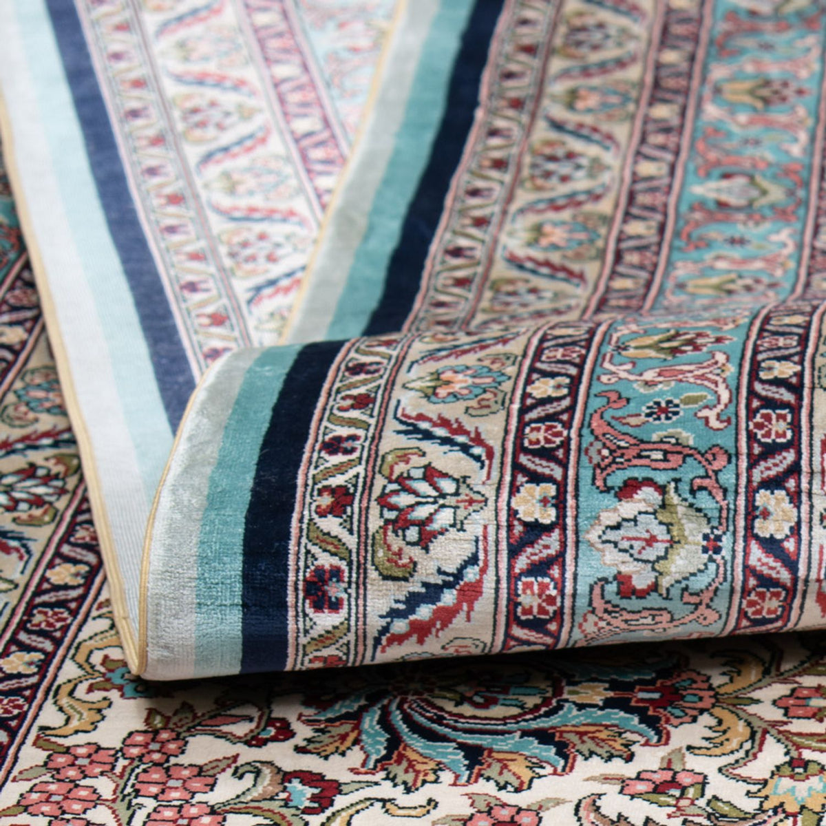 Silketæppe - China Silk - Royal - 552 x 370 cm - mørkeblå