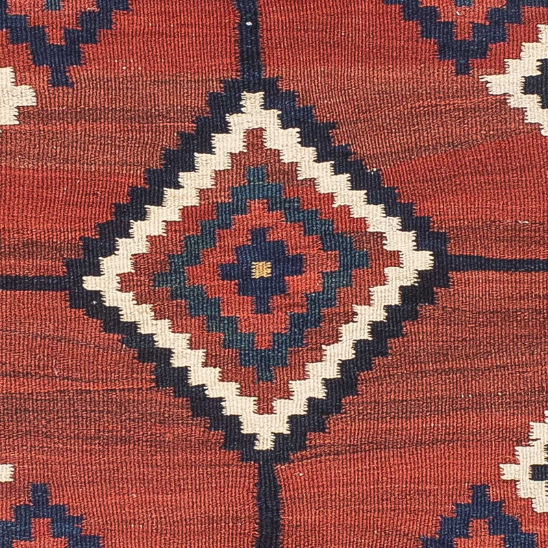 Kelim-tæppe - orientalsk firkantet  - 144 x 132 cm - mørkerød