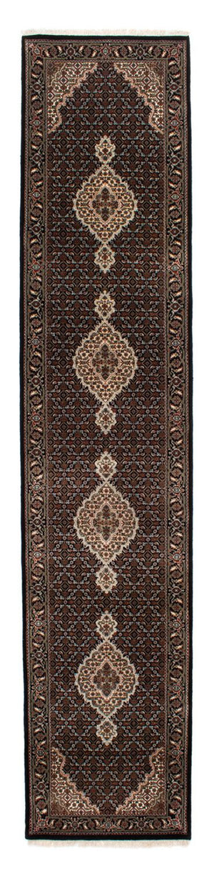 Løber Persisk tæppe - Tabriz - 393 x 83 cm - mørkeblå