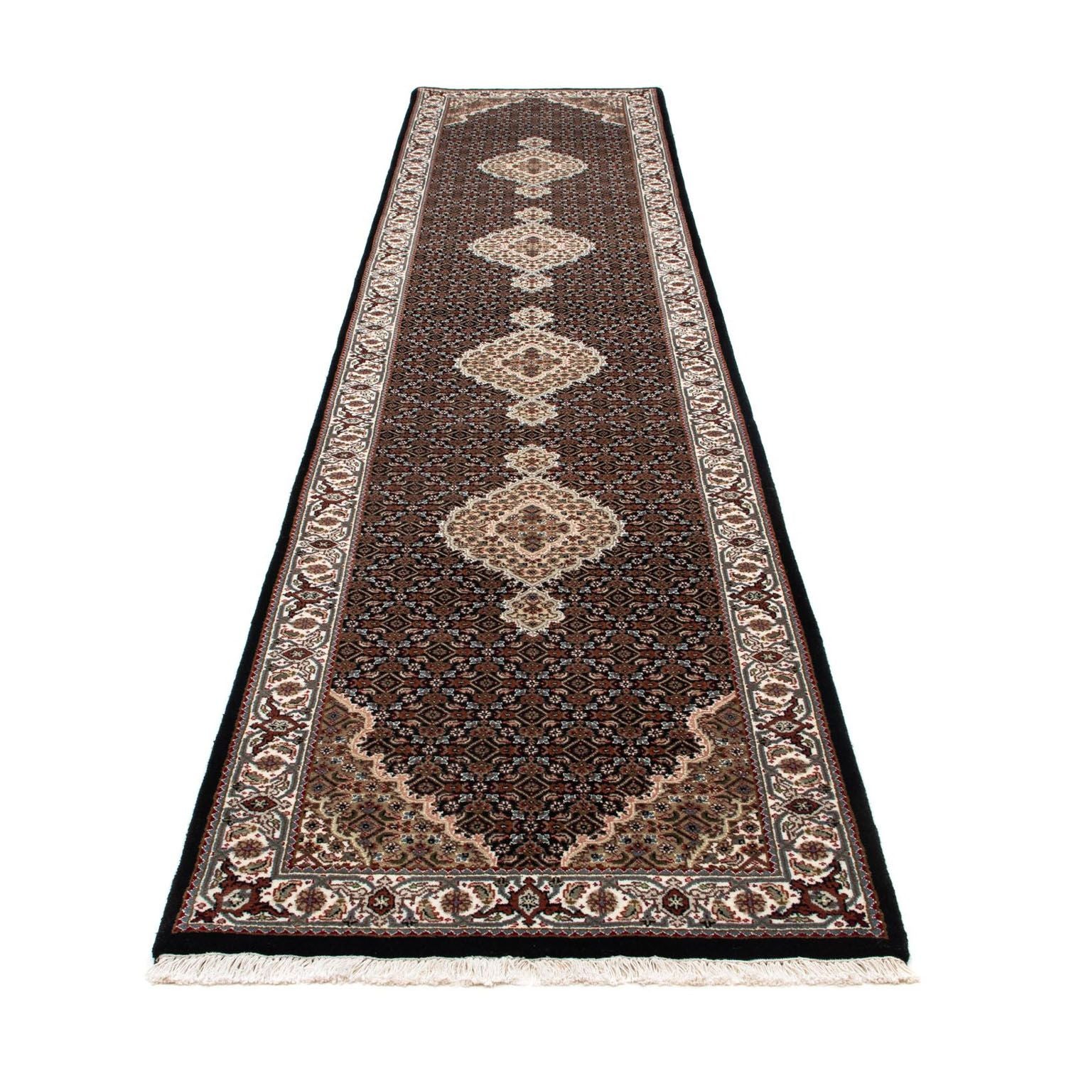 Løber Persisk tæppe - Tabriz - 396 x 82 cm - mørkeblå