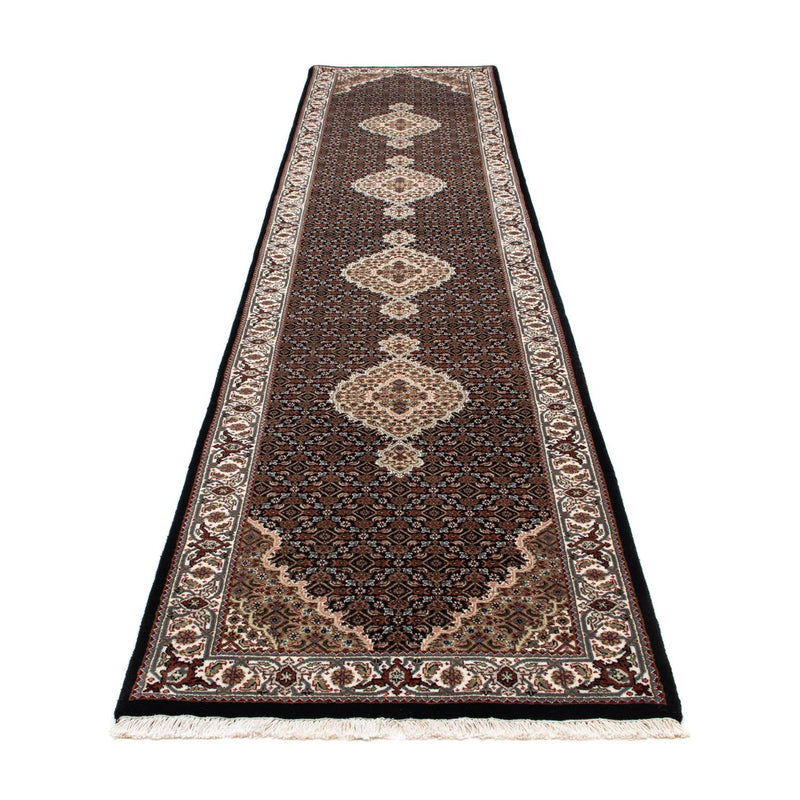 Løber Persisk tæppe - Tabriz - 396 x 82 cm - mørkeblå