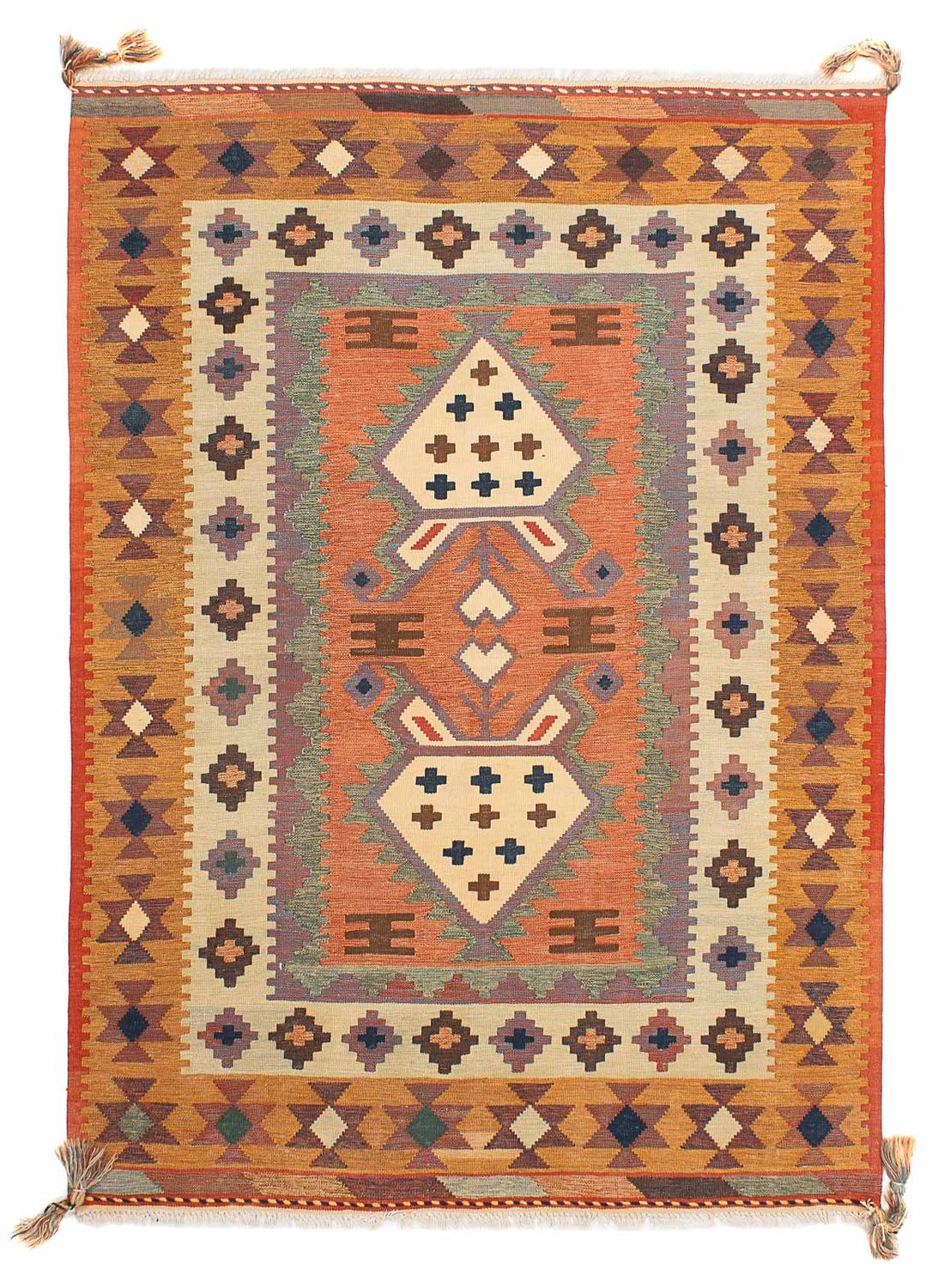 Kelim-tæppe - orientalsk - 205 x 144 cm - flerfarvet