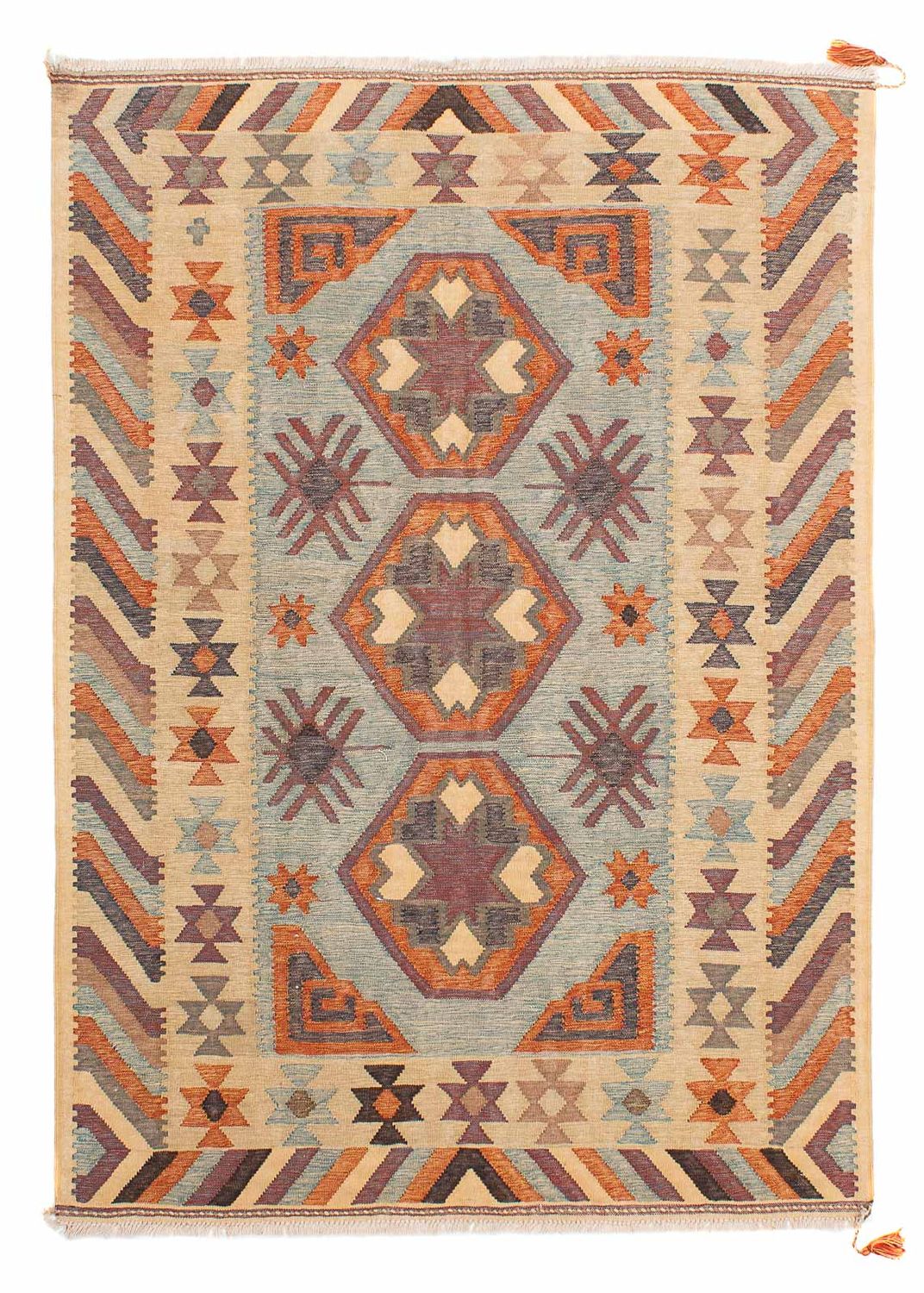 Kelim-tæppe - orientalsk - 204 x 147 cm - flerfarvet