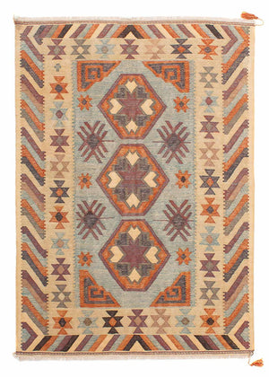 Kelim-tæppe - orientalsk - 204 x 147 cm - flerfarvet