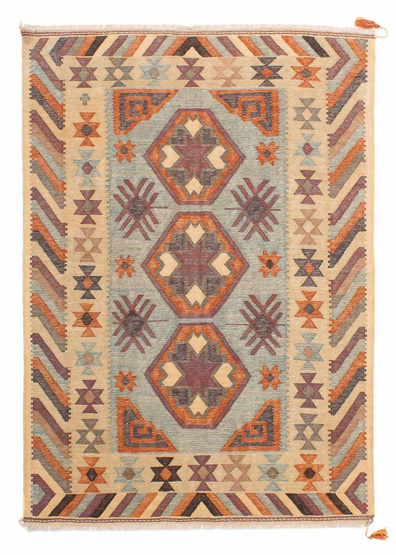 Kelim-tæppe - orientalsk - 204 x 147 cm - flerfarvet