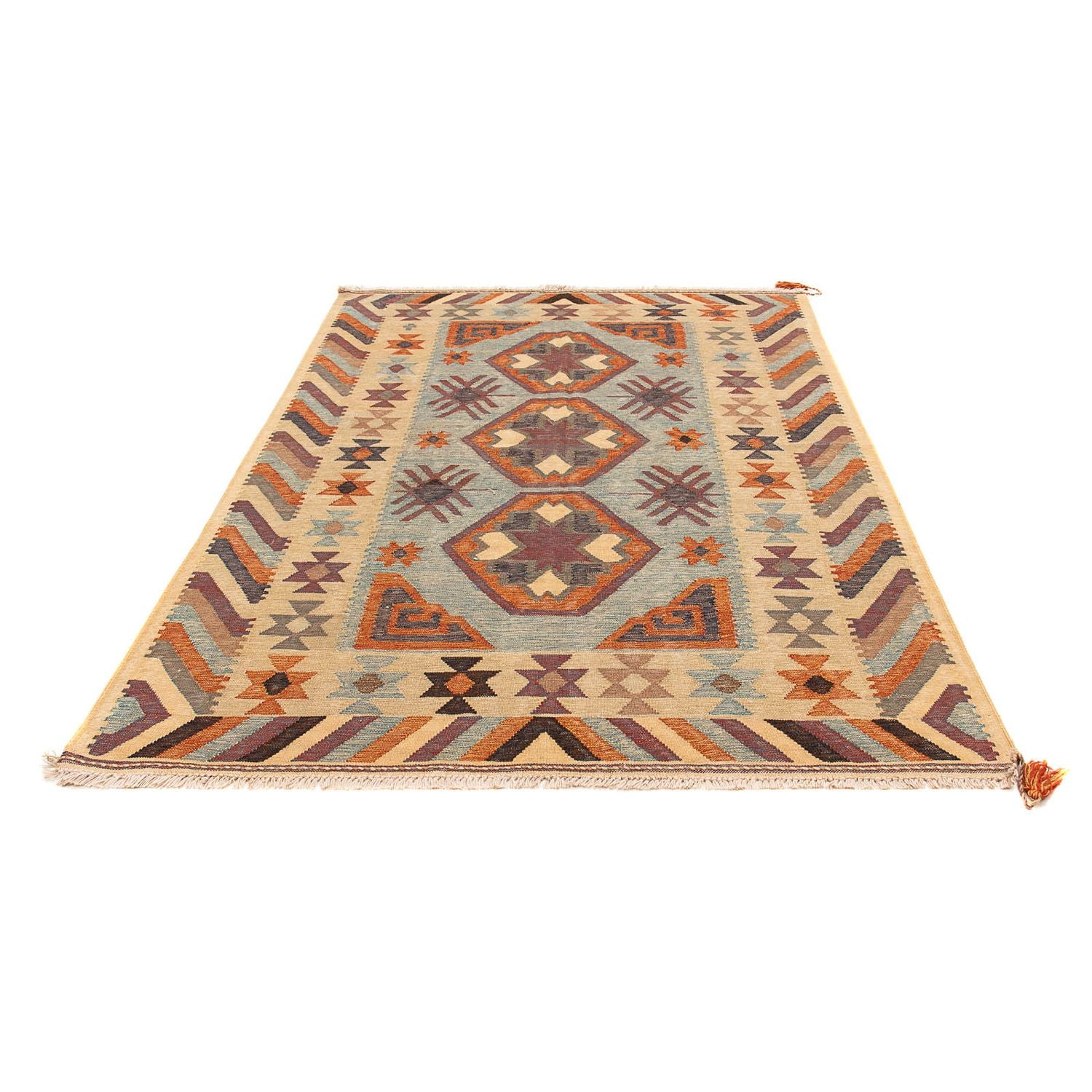 Kelim-tæppe - orientalsk - 204 x 147 cm - flerfarvet