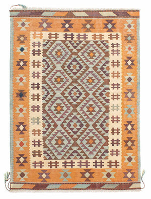 Kelim-tæppe - orientalsk - 197 x 144 cm - flerfarvet