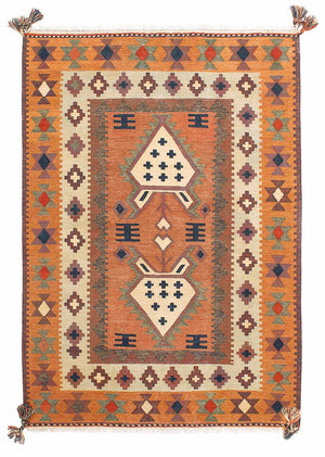 Kelim-tæppe - orientalsk - 200 x 144 cm - brun
