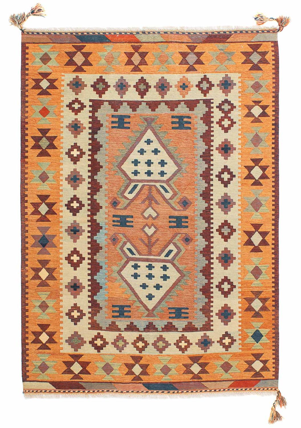 Kelim-tæppe - orientalsk - 208 x 143 cm - flerfarvet