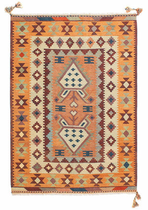 Kelim-tæppe - orientalsk - 208 x 143 cm - flerfarvet