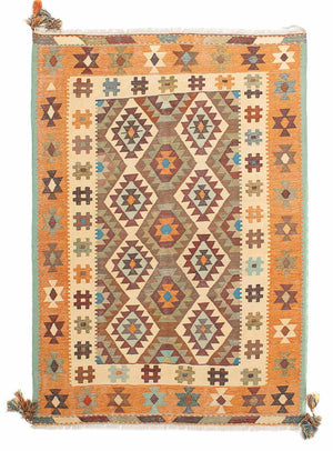 Kelim-tæppe - orientalsk - 208 x 148 cm - flerfarvet