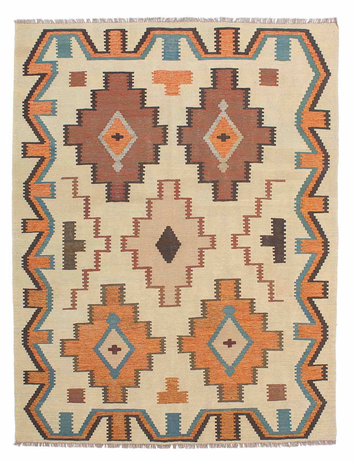 Kelim-tæppe - orientalsk - 205 x 158 cm - flerfarvet