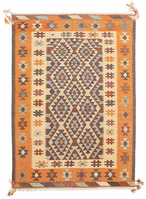 Kelim-tæppe - orientalsk - 202 x 140 cm - flerfarvet