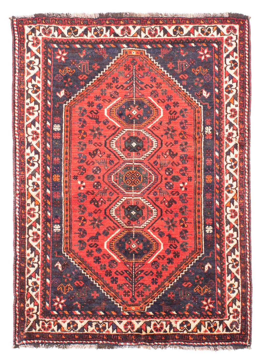 Persisk tæppe - Nomadisk - 155 x 116 cm - mørkerød