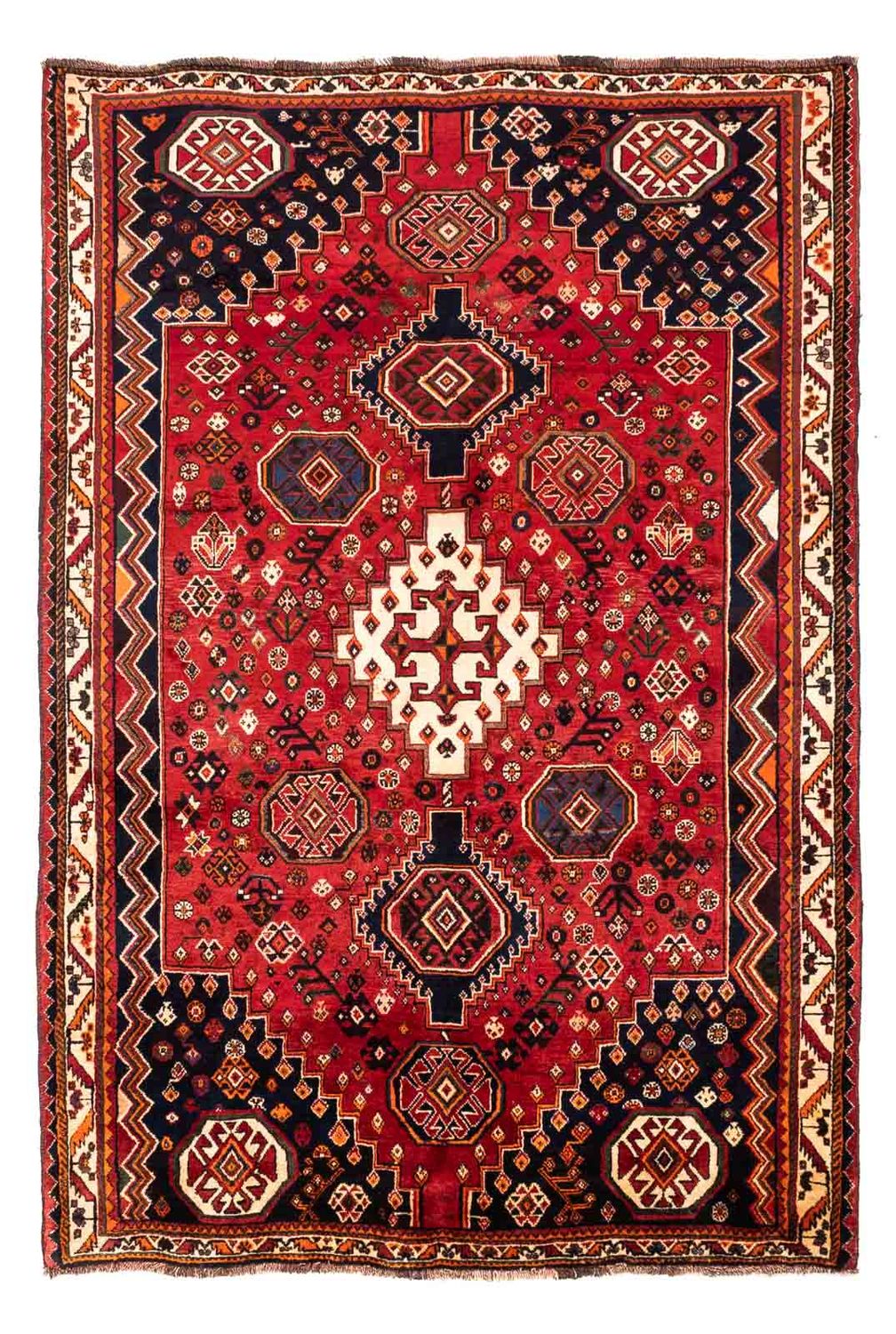 Persisk tæppe - Nomadisk - 251 x 168 cm - mørkerød