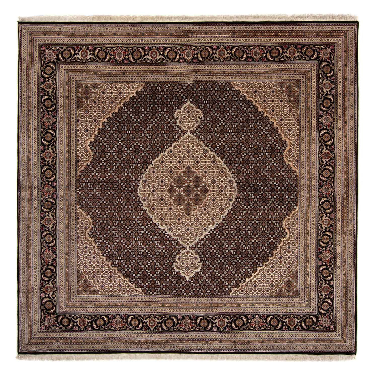 Persisk tæppe - Tabriz - 252 x 251 cm - mørkeblå