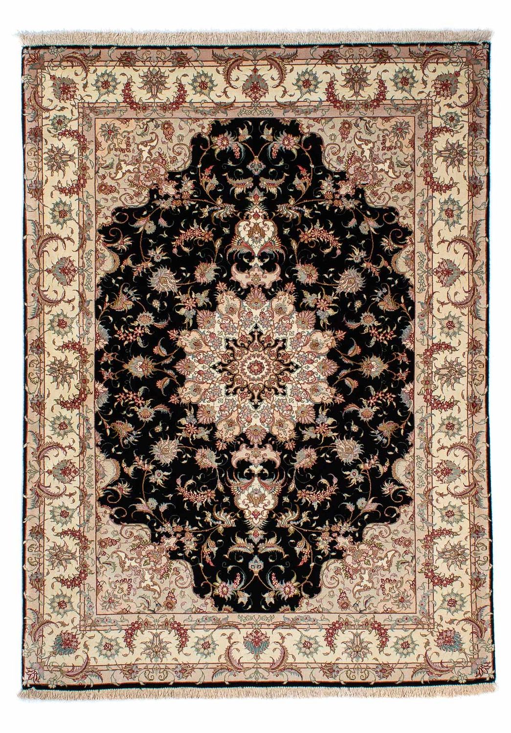 Persisk tæppe - Tabriz - 213 x 152 cm - mørkeblå