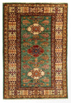 Kazak Tæppe 80x119cm - Orientalsk tæppe - Rektangulær / Grøn / 80 x 119 cm Rektangulær