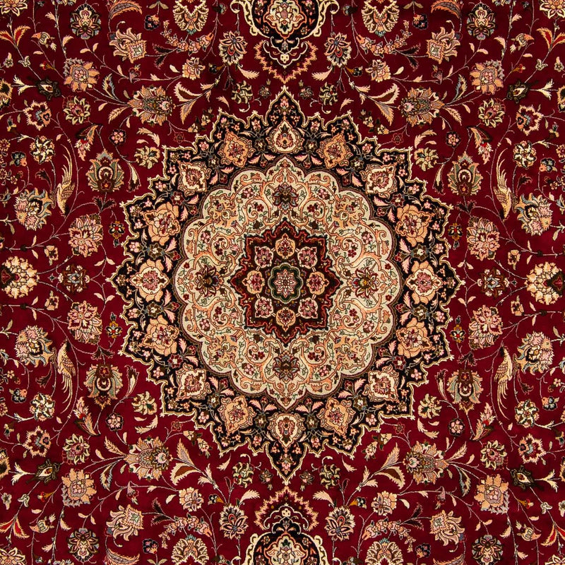 Persisk tæppe - Tabriz - Royal - 393 x 298 cm - mørkerød
