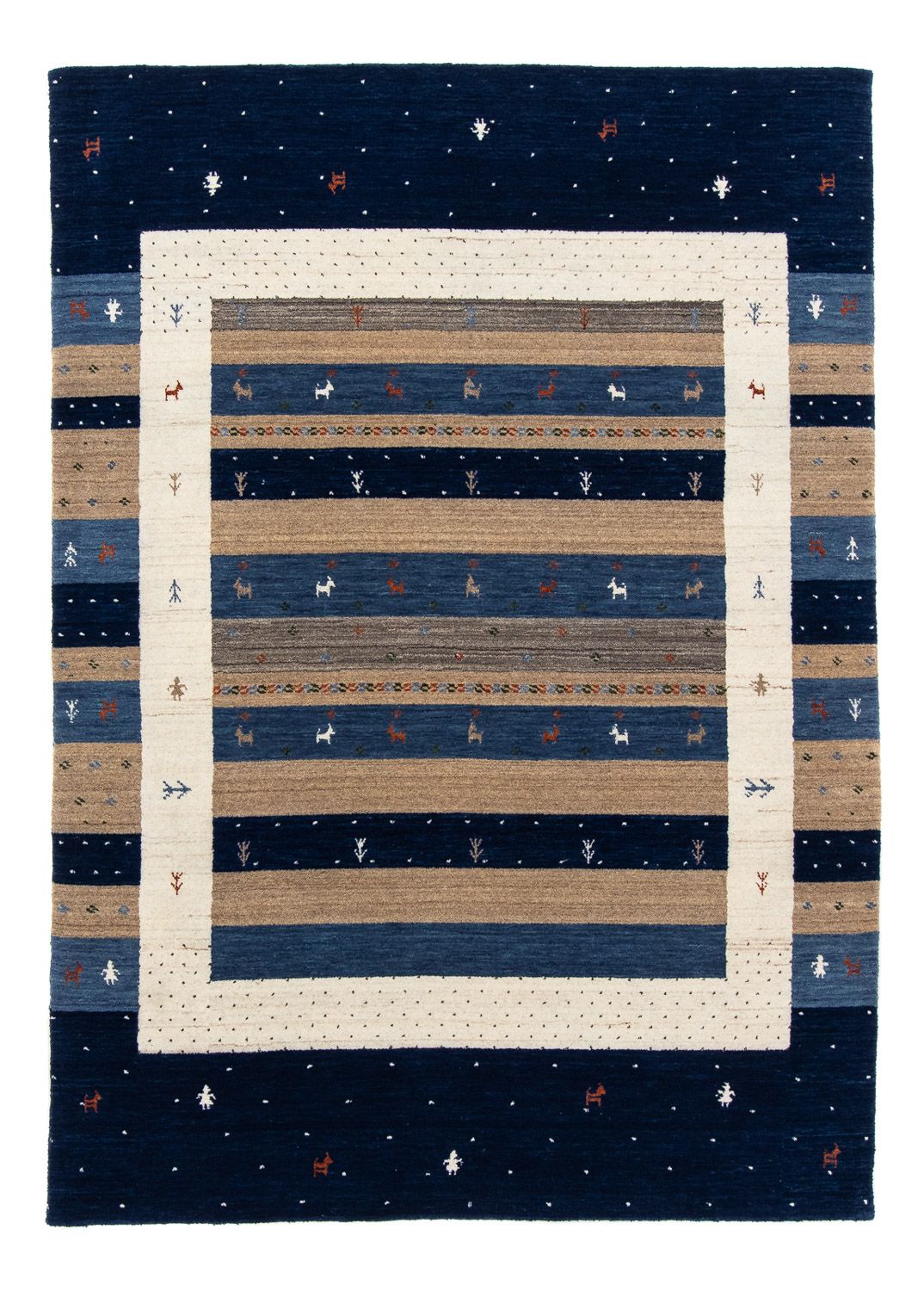 Gabbeh Tæppe - Loribaft Persisk - 201 x 144 cm - mørkeblå