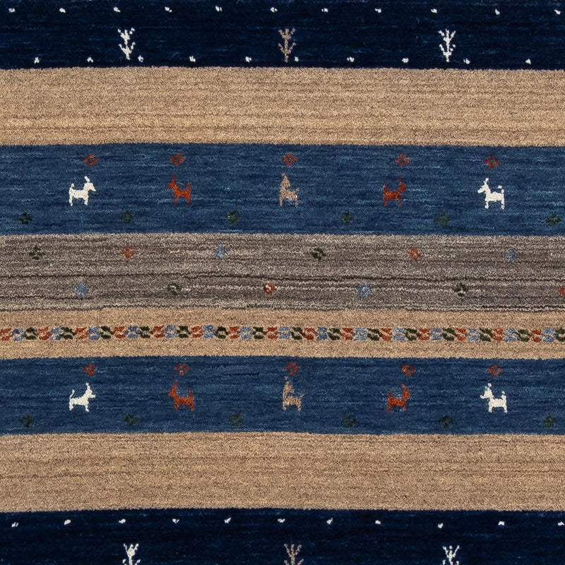 Gabbeh Tæppe - Loribaft Persisk - 201 x 144 cm - mørkeblå