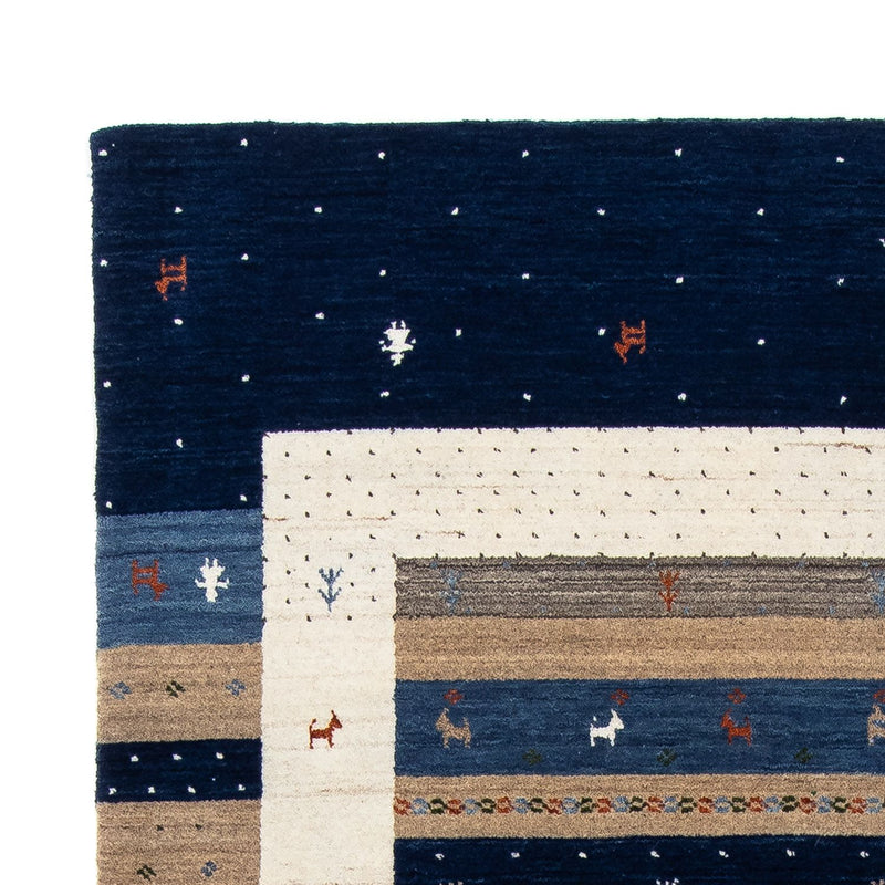 Gabbeh Tæppe - Loribaft Persisk - 201 x 144 cm - mørkeblå