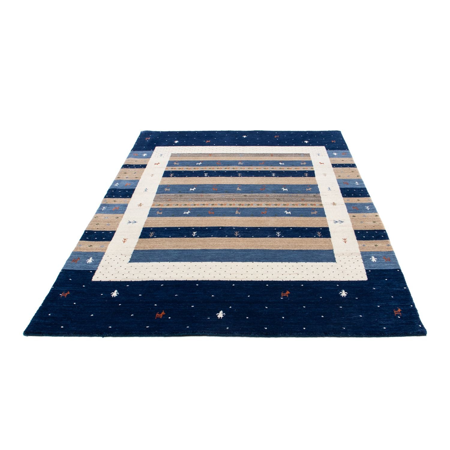 Gabbeh Tæppe - Loribaft Persisk - 201 x 144 cm - mørkeblå
