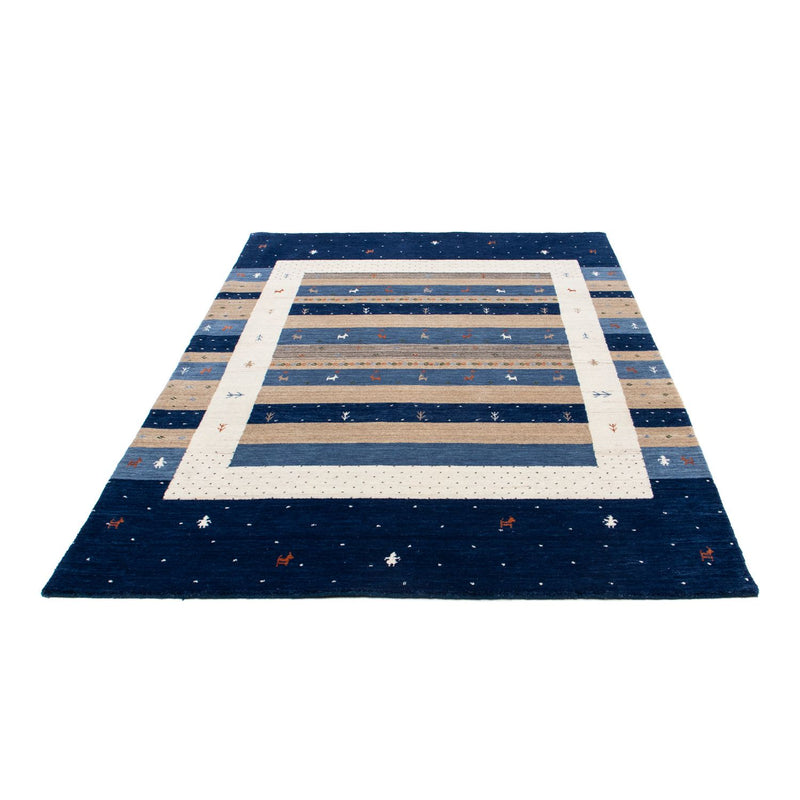 Gabbeh Tæppe - Loribaft Persisk - 201 x 144 cm - mørkeblå