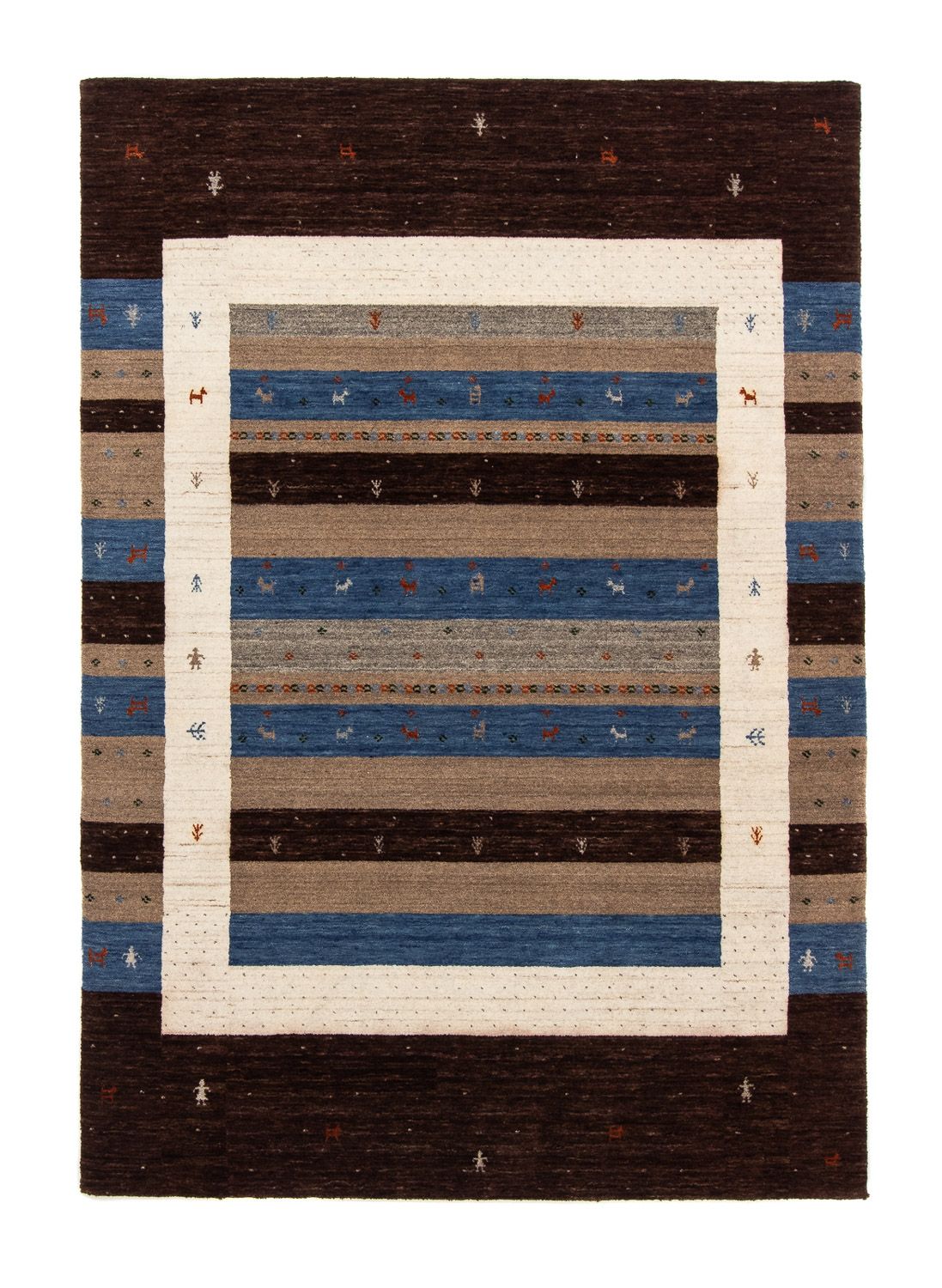 Gabbeh Tæppe - Loribaft Persisk - 204 x 142 cm - mørkeblå