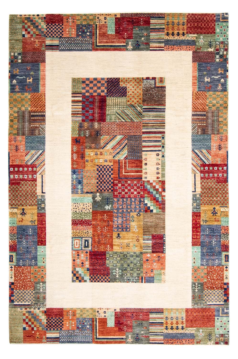 Gabbeh Tæppe - Loribaft Persisk - 299 x 198 cm - flerfarvet