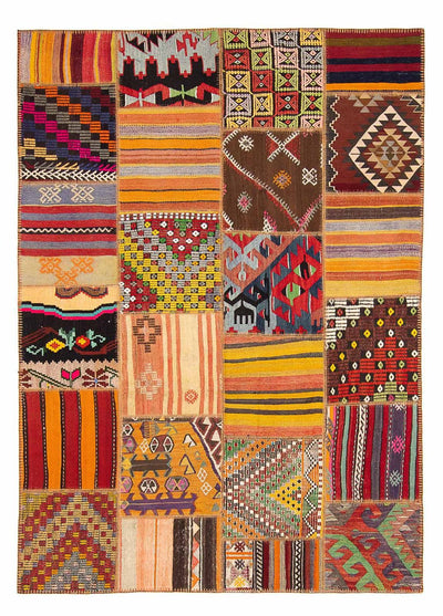 Patchwork-tæppe 169x239cm - Uldtæppe