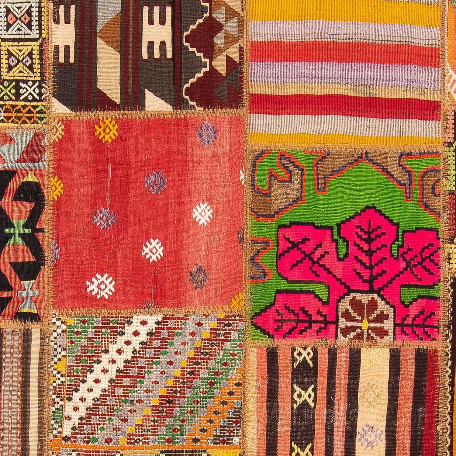 Patchwork-tæppe - 236 x 169 cm - flerfarvet