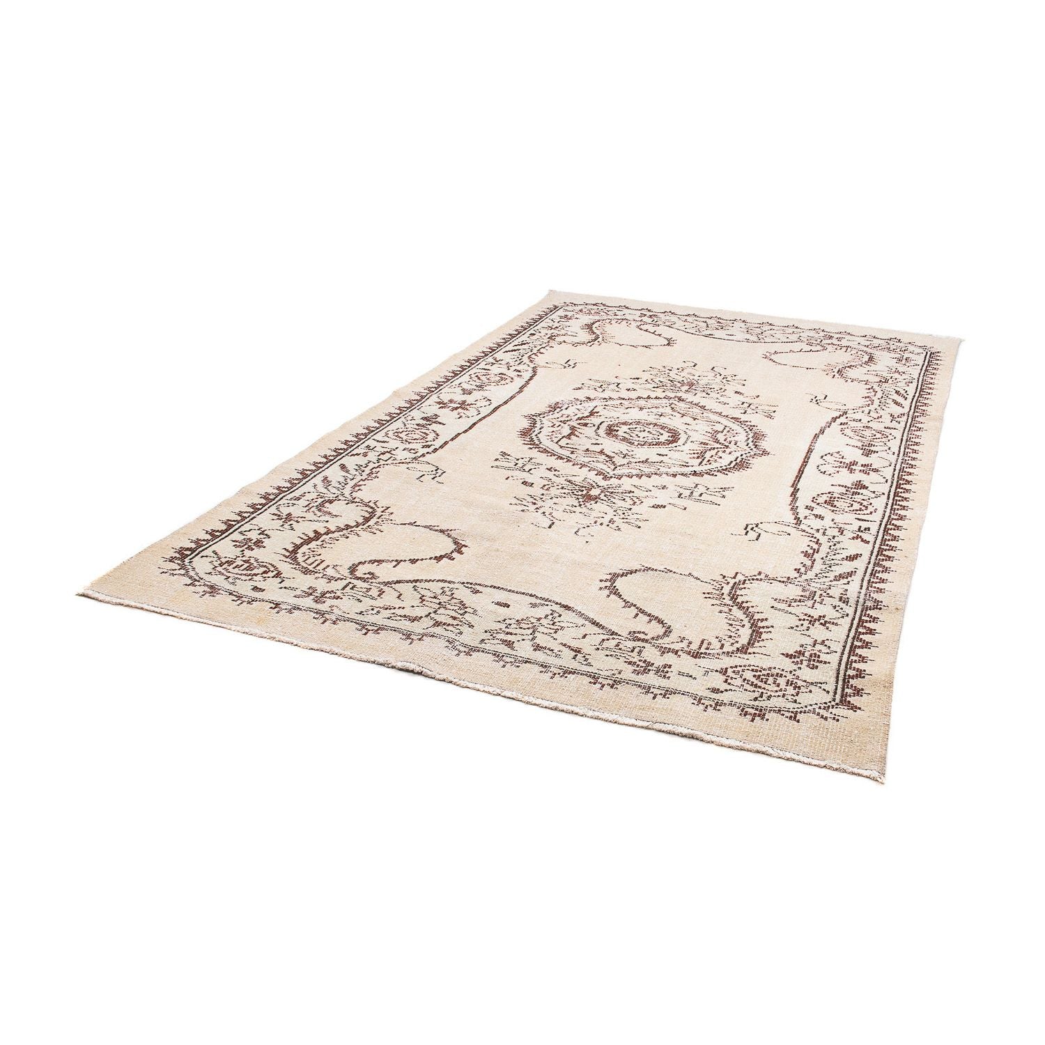 Vintage tæppe - 267 x 178 cm - lys beige