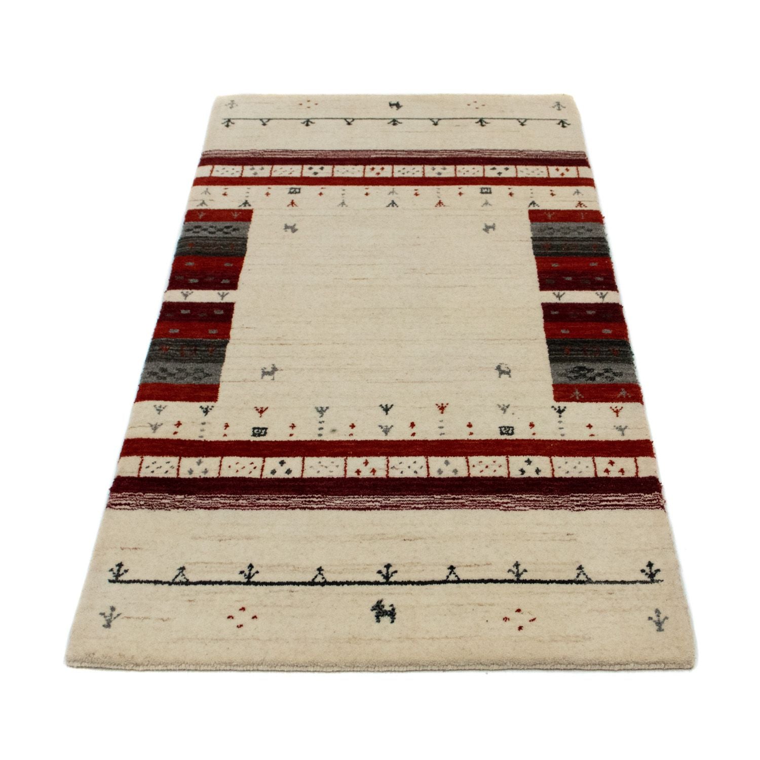 Gabbeh Tæppe - Loribaft Persisk - 141 x 70 cm - beige