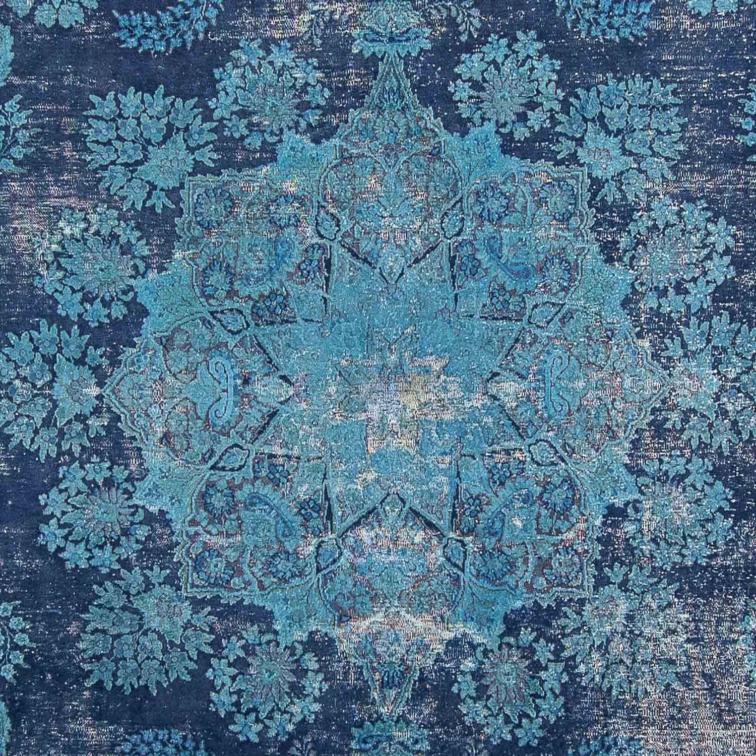 Vintage tæppe - 333 x 258 cm - blå