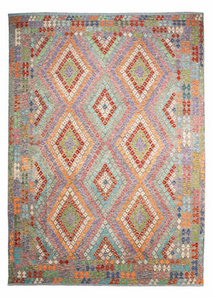 Kelim-tæppe - orientalsk - 349 x 257 cm - flerfarvet