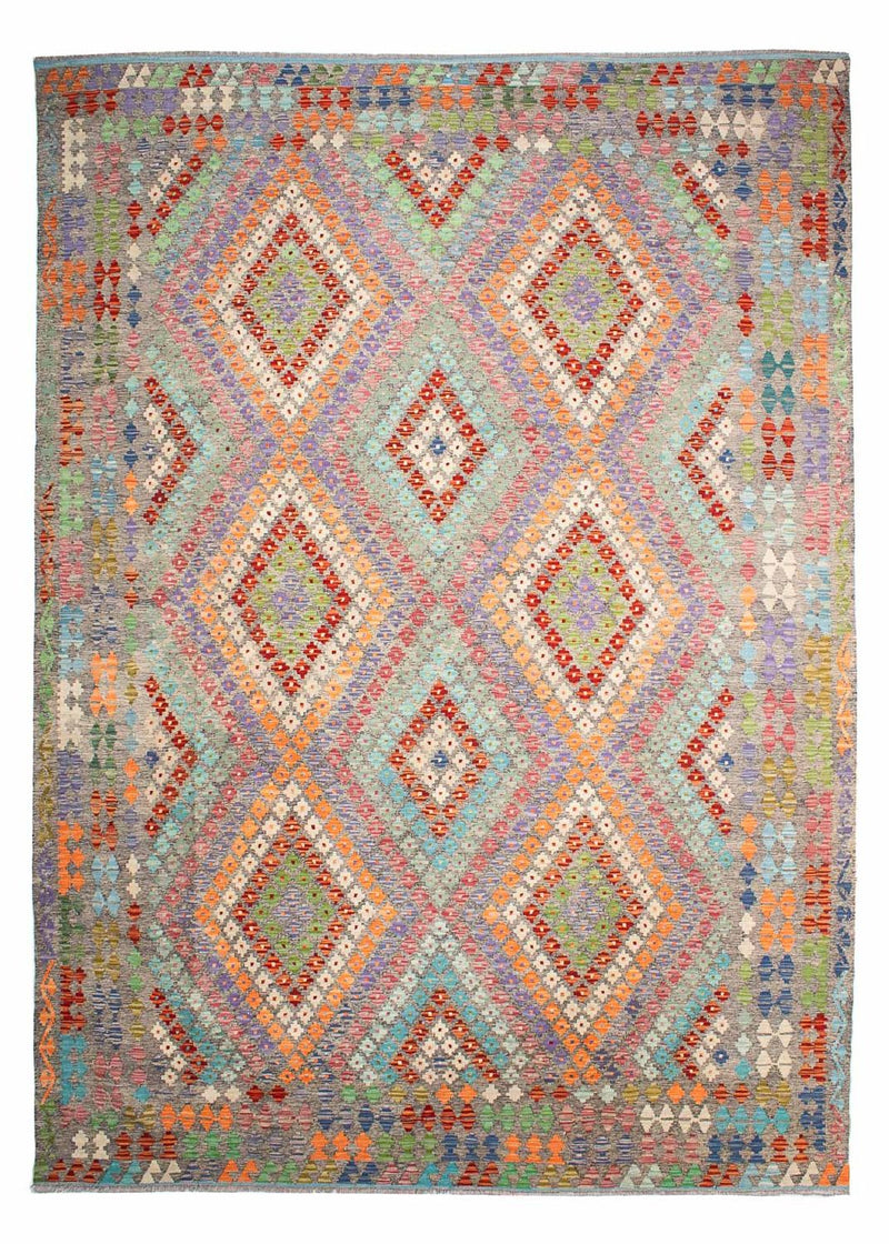 Kelim-tæppe - orientalsk - 349 x 257 cm - flerfarvet