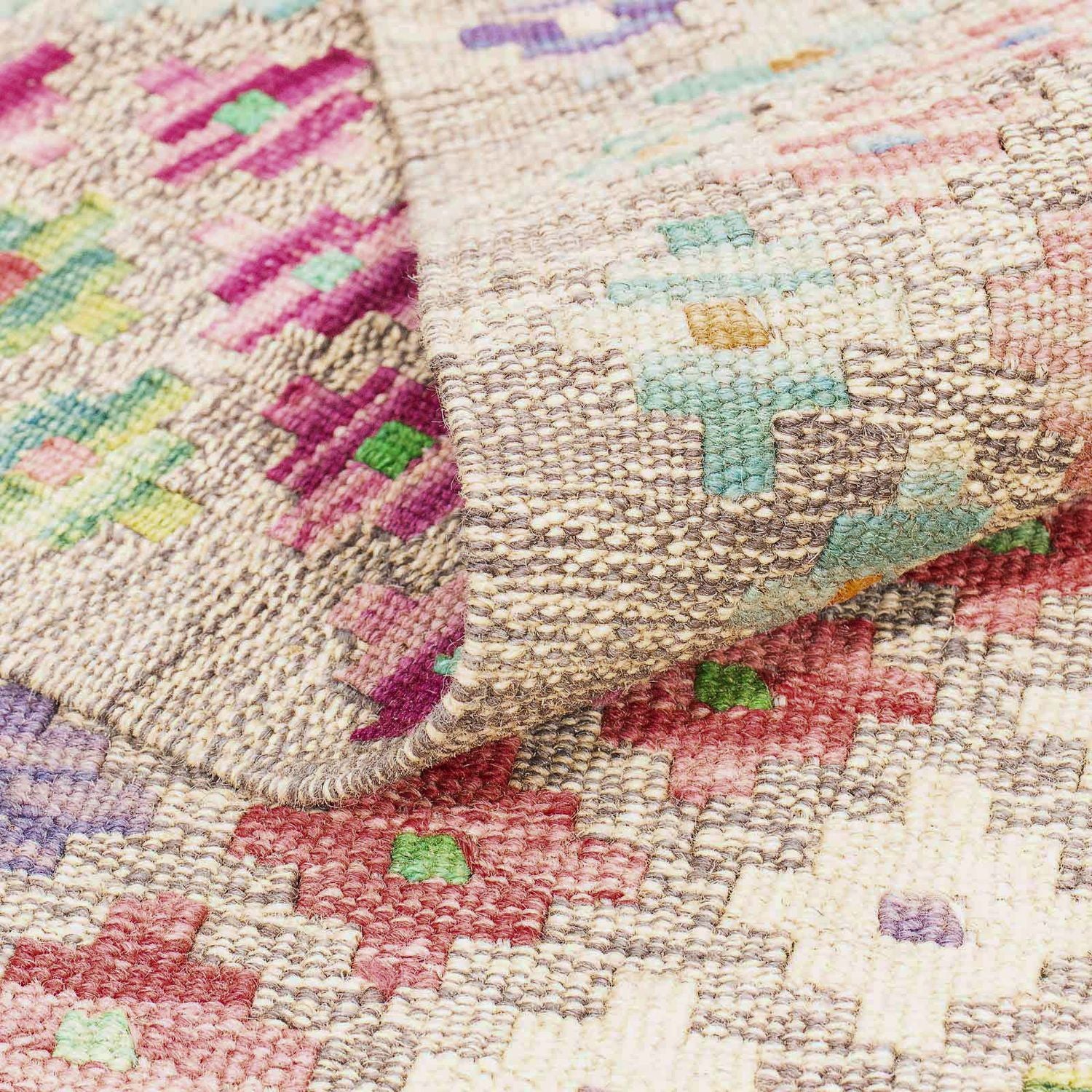 Kelim Carpet - Splash - 298 x 210 cm - flerfarvet