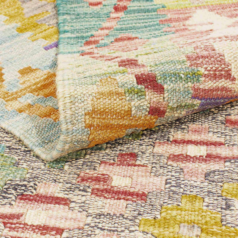Kelim Carpet - Splash - 241 x 202 cm - flerfarvet