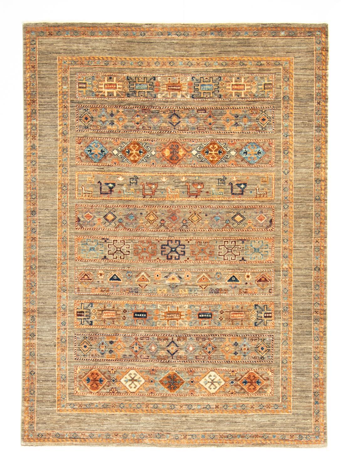 Afghansk tæppe - 199 x 150 cm - grå