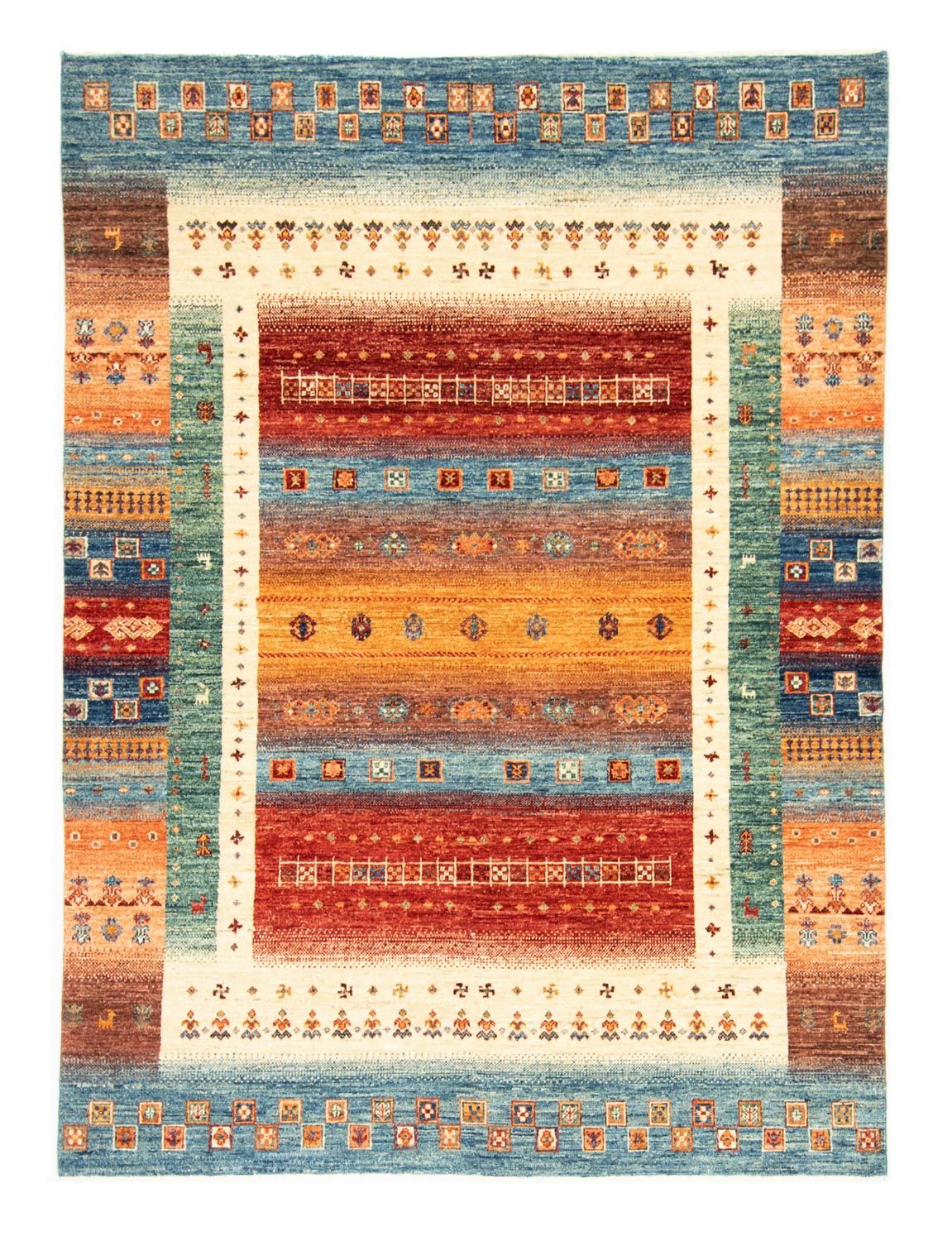 Gabbeh Tæppe - Loribaft Persisk - 197 x 151 cm - flerfarvet