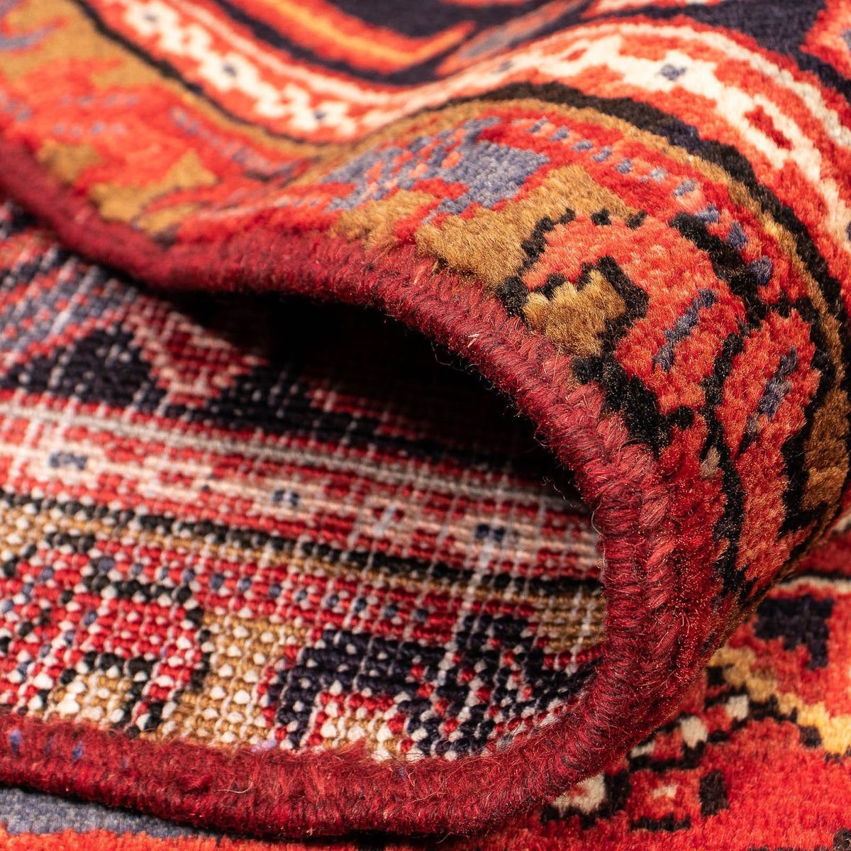 Persisk tæppe - Nomadisk - 387 x 307 cm - mørkerød