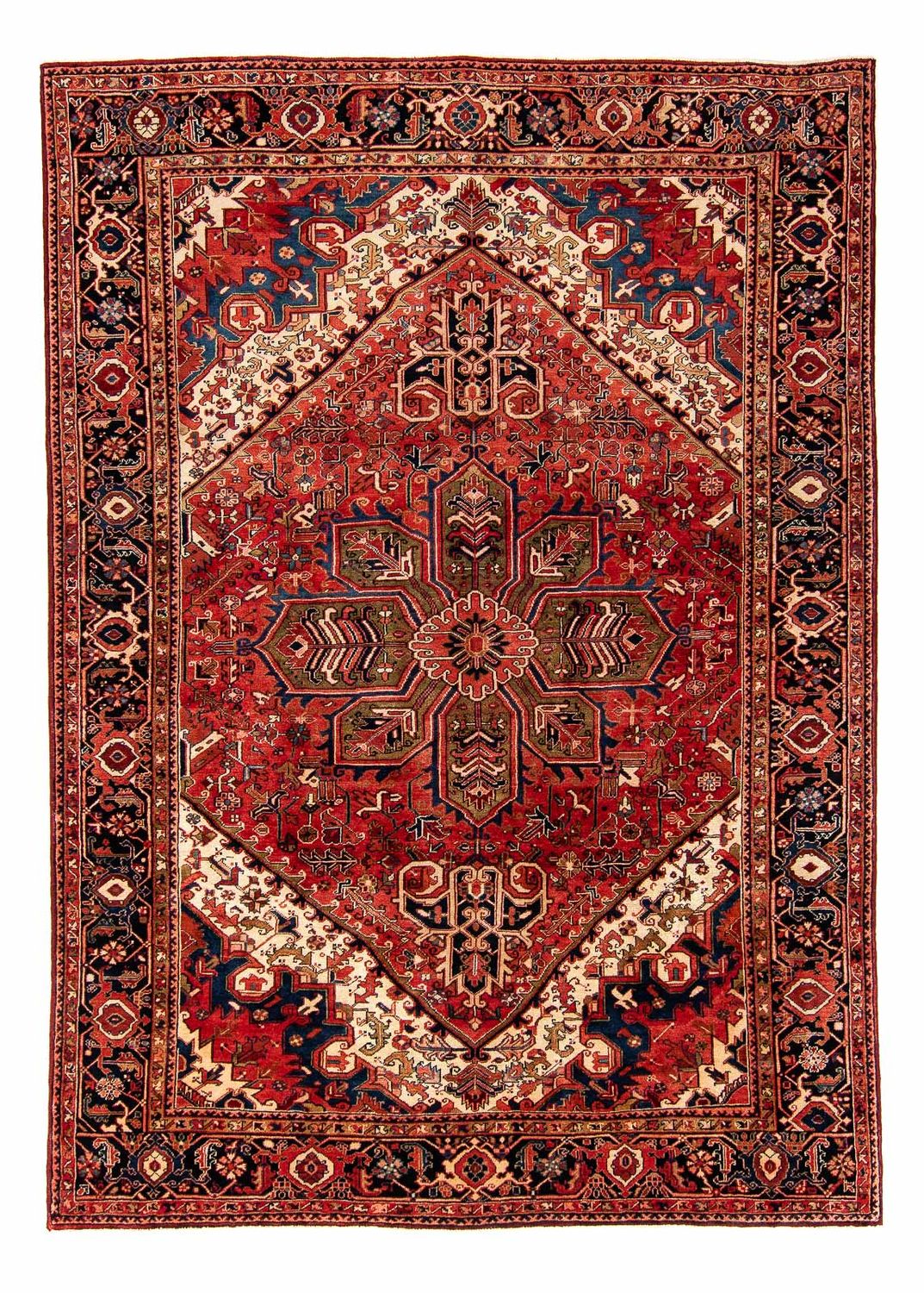 Persisk tæppe - Nomadisk - 377 x 280 cm - mørkerød
