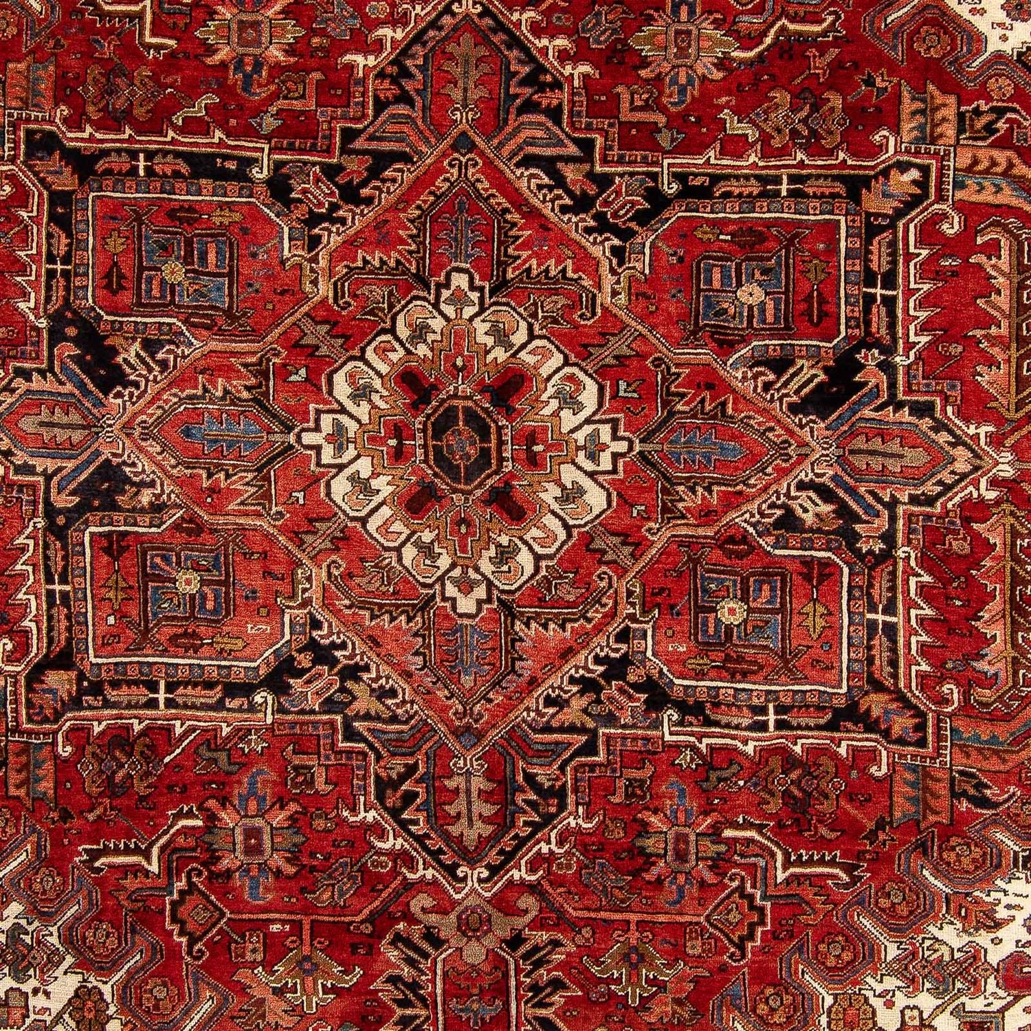 Persisk tæppe - Nomadisk - 377 x 306 cm - mørkerød
