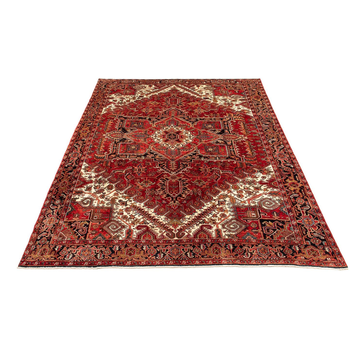 Persisk tæppe - Nomadisk - 377 x 306 cm - mørkerød