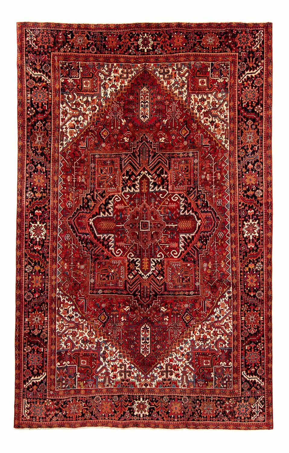 Persisk tæppe - Nomadisk - 374 x 295 cm - mørkerød