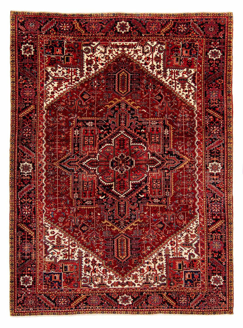 Persisk tæppe - Nomadisk - 393 x 304 cm - mørkerød