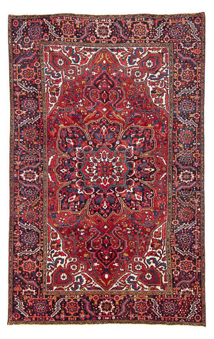 Persisk tæppe - Nomadisk - 354 x 334 cm - mørkerød