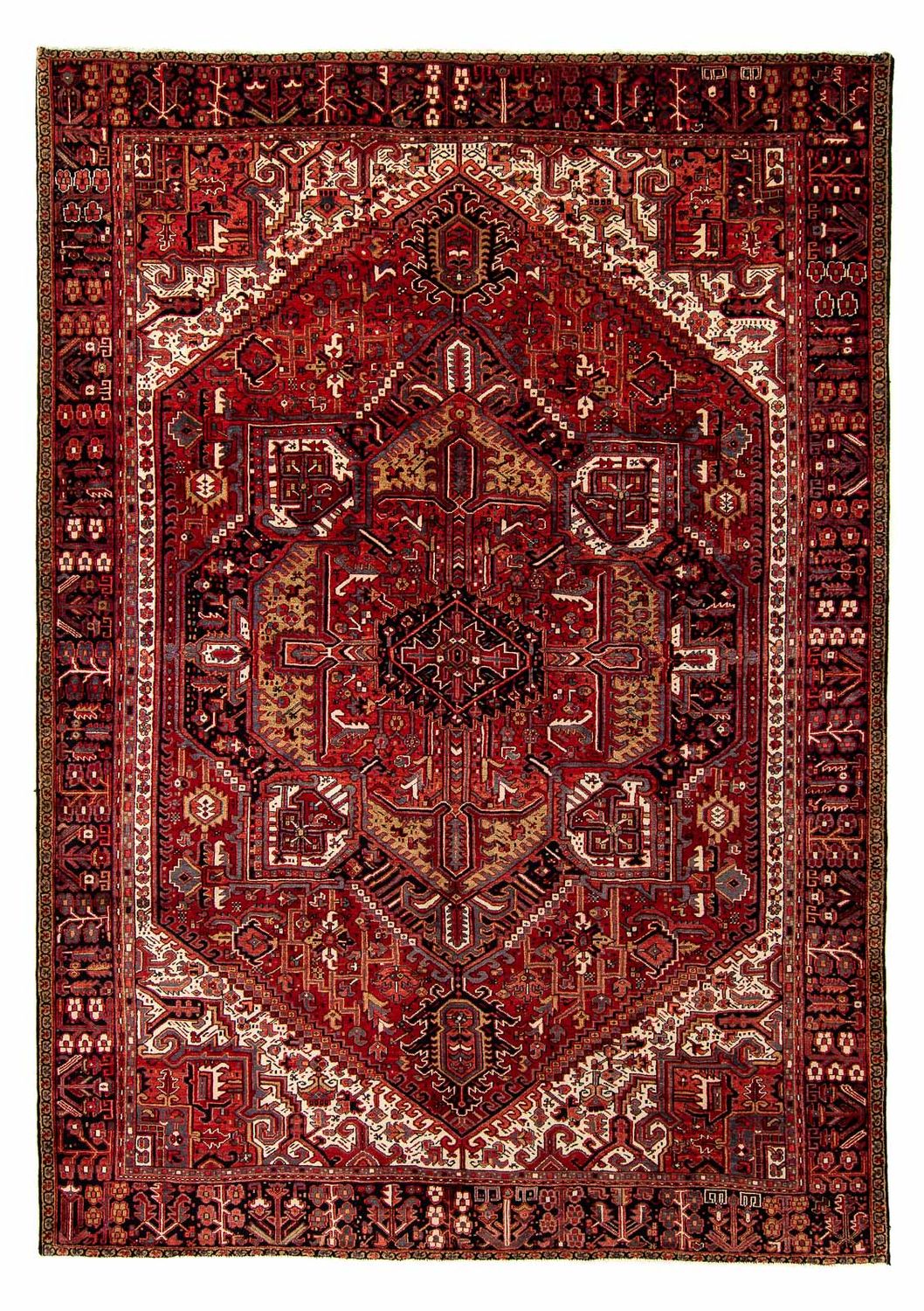 Persisk tæppe - Nomadisk - 410 x 306 cm - mørkerød
